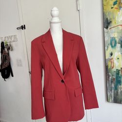 NWOT‼️ZARA Woman Menswear Style Brick Orange Oversized Jacket Size XS