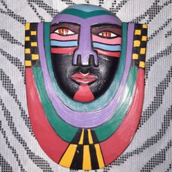 Vintage Handcarved Wooden Indonesian Tribal Mask 