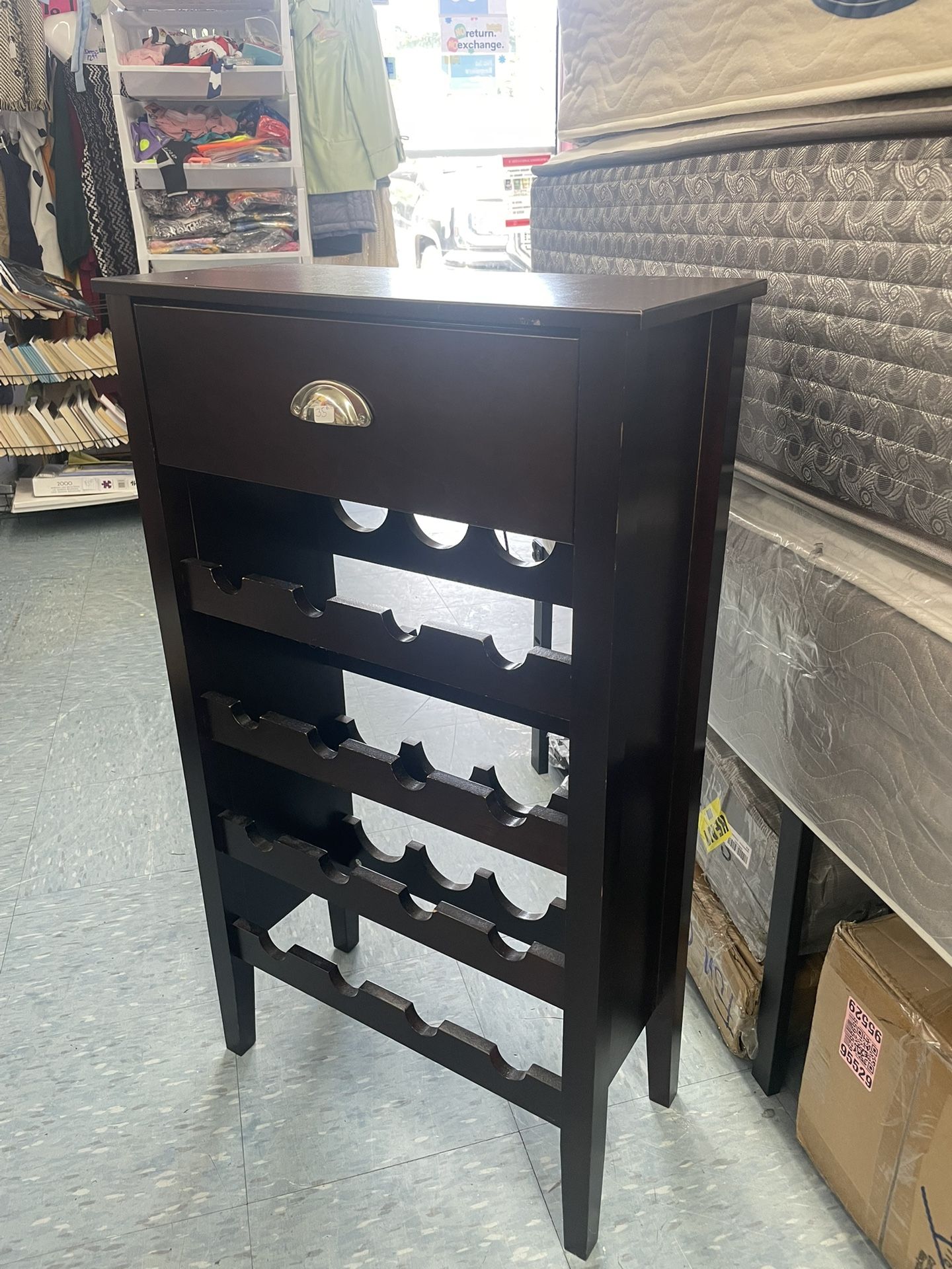 Kings Brand Furniture Wood Buffet Wine Rack Cabinet with Drawer, Dark Cherry, Good Condition,$30 