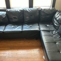 Black Leather Couch 