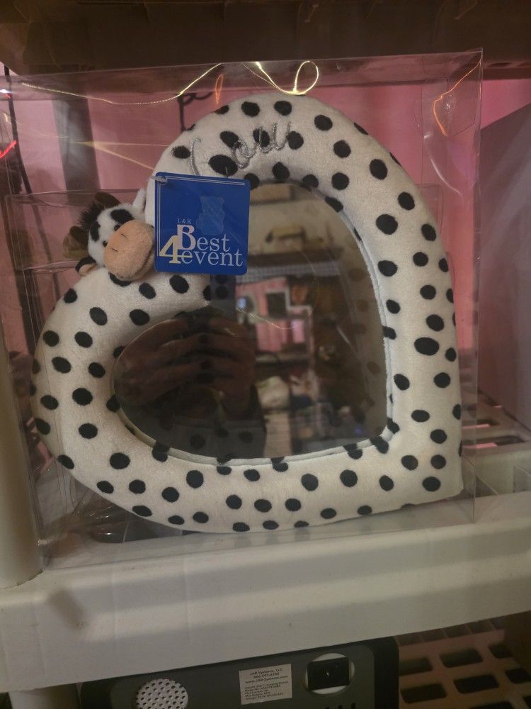 Heart Shaped Plush Lined Animal Mirrors 