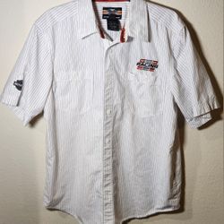 HARLEY DAVIDSON RACING HD PERFORMANCE MOTORCYCLES BUTTON UP MEN'S LARGE SHIRT