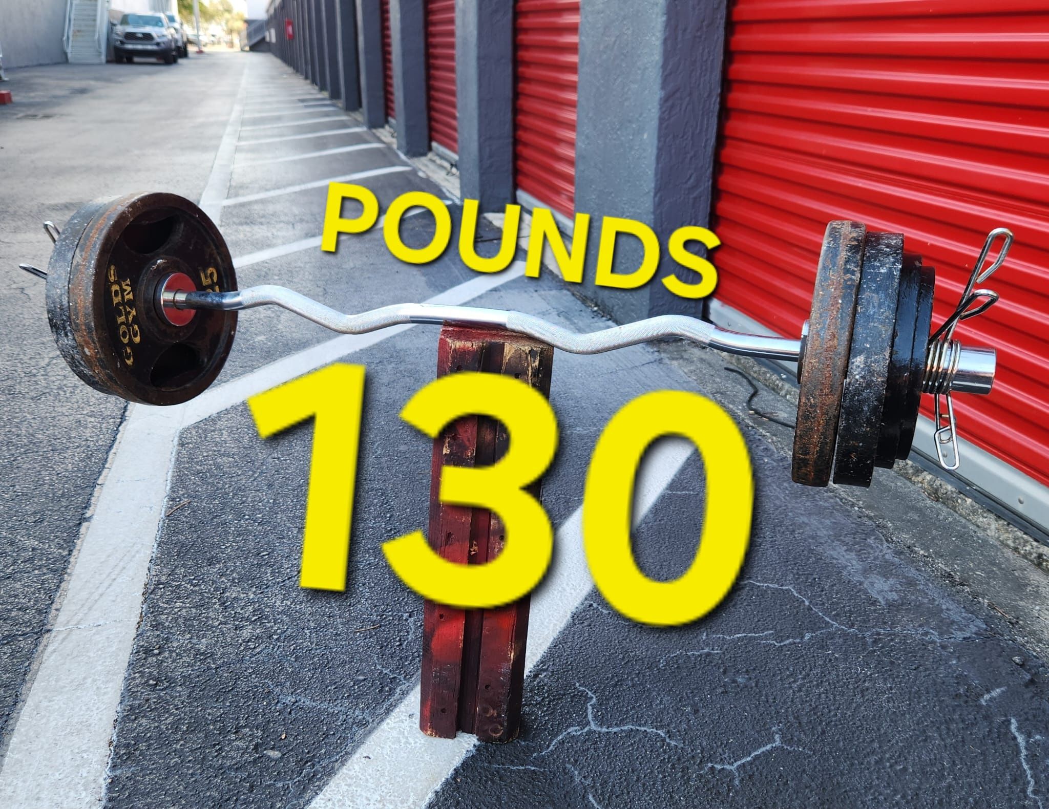 Home Gym EZ Curl Bar Combo with Bar and 130lbs (4x25s / 2x10s / 2x5s)