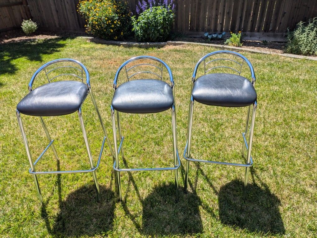 Set Of Retro Chrome Bar Stools