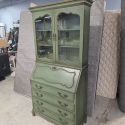 Beautiful Green Secretary Desk Cabinet 