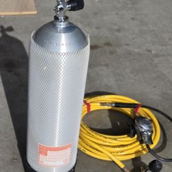 Hoka Hose And Regulator. Aluminum scuba tank