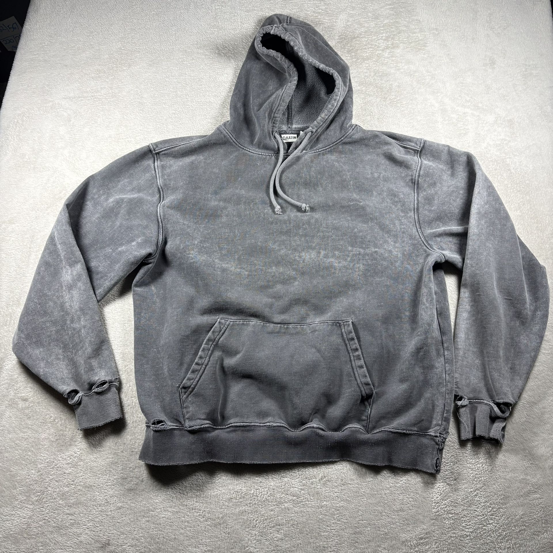 Katin Men’s XL Acid wash Gray Pullover Hoodie Pullover Sweater Distressed