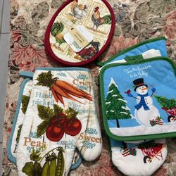 Kitchen towels, and gloves