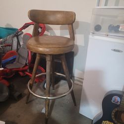 Vintage Studded Leather Bar Stool