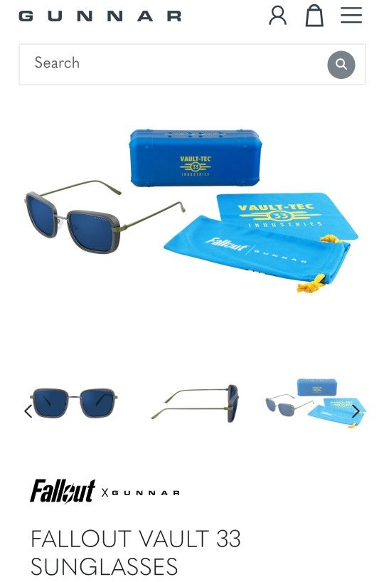 GUNNAR Fallout Vault 33 Sunglasses G Shield® Plus Technology 52mm UNISEX NEW