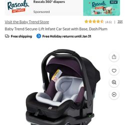 Baby Trend Secure Lift Infant Car Seat With Base Dash Plum 