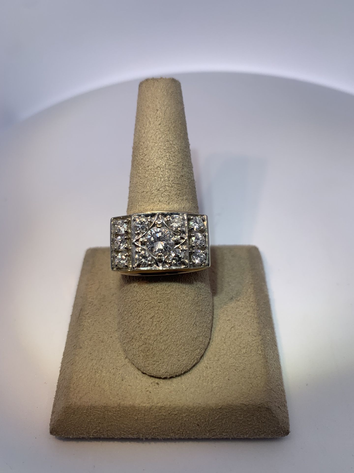 14K yellow gold gents diamond ring 