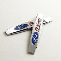 BRAND NEW UNIVERSAL 2PCS FORD RACING 3D METAL EMBLEM BADGE STICKER