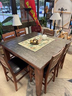 Counter Height Dining Table with 6 Chairs