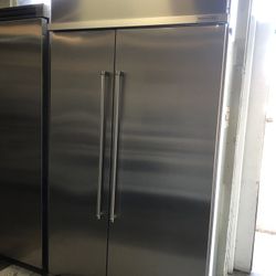 Kitchen Aid 48” Stainless Steel Built In Side By Side Refrigerator 