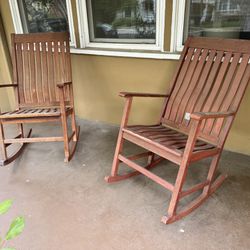 Porch Rocking Chairs Set Of 2 Teak Wood