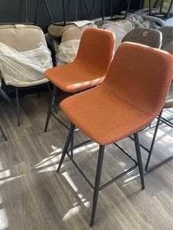 Upholstered Bar Stools, Set of 2, Full Back, Terra $96