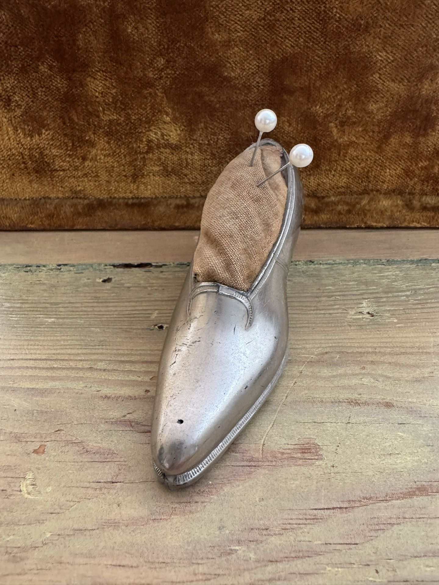 1920’s Vintage Metal Shoe Pin Cushion