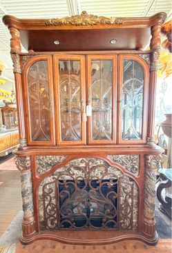 AICO By Michael Amini VILLA VALENCIA Fireplace With Curio Cabinet - NY