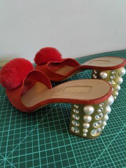Red heels sandals by Sebastian us size 8