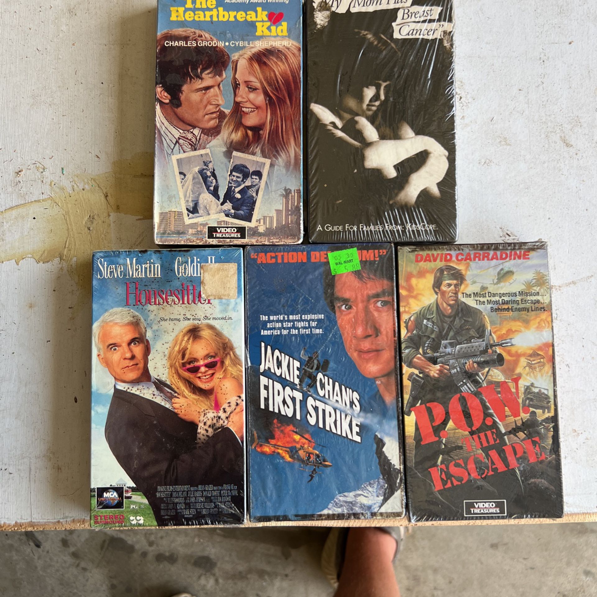 VHS-5 Different Movies In Plastic