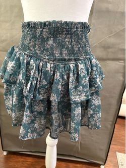 Altar’d State Women’s Green/Grey Shirred Top Skort Skirt Size Small