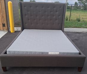 Free Delivery! Charcoal Wingback Upholstered Bedframe