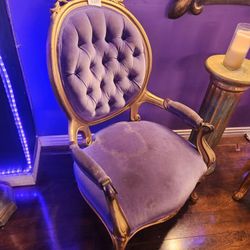 Lavender And Gold Louis XIV Salon Chair