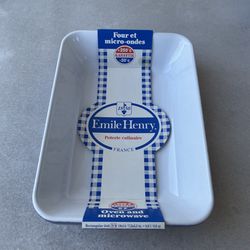 Vintage Emile Henry Small Rectangle 7.5"x 5.5" 0.6QT Baking Dish Blue France 19.09