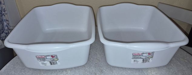 2 White 12 Qt Dishpans