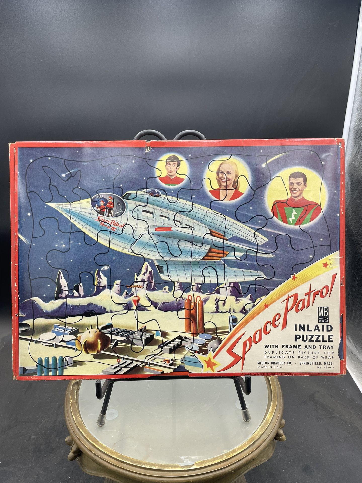 Rare 1950s Milton Bradley Space Patrol Inlaid Puzzle #4216-4 Mike Moser Ent.