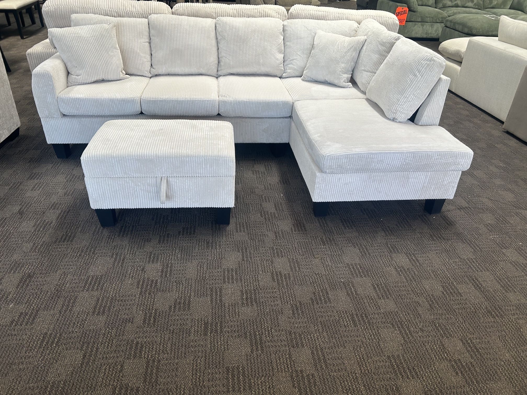 New Cream White Sectional And ottoman