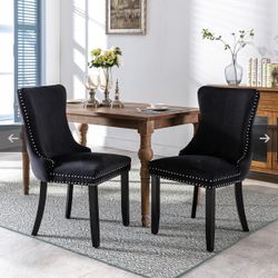 Upholstered Black Dining Chairs - Set of 2