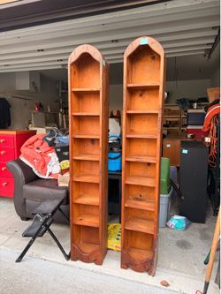 Matching Rustic Solid Wood Arched Display Shelves