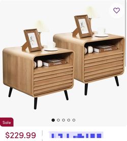 ❤️🔥 Modern Nightstand Set of 2 with Charging Station,