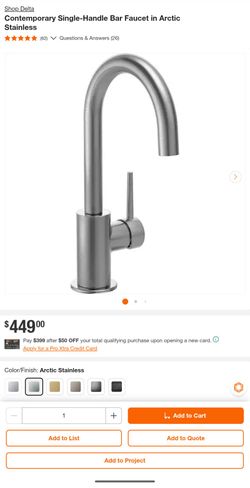 *NEW* Delta Contemporary Single-Handle Bar Faucet in Arctic Stainless