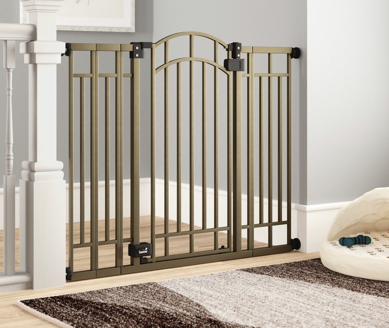 Summer Multi-Use Deco Extra Tall Walk-Thru Gate, Bronze Fits openings 28.5 - 48 Inch. 36” tall New - open box Check out my other gates