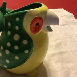 1979 Fitz and Floyd Caribbean Tropical Parrot Pitcher Bird 6" Handpainted Japan