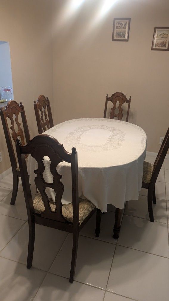 Wooden Dining Set Of A Table With 5 Chairs