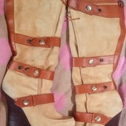 LAMB Suede Strappy Wedge Knee-high Boots HTF