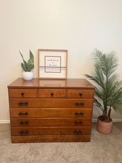 Vintage Maple Ethan Allen Three Drawer Vanity Dresser