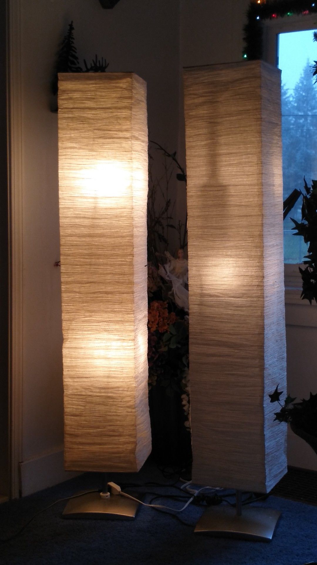silver base tower lamps shade folds up