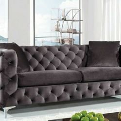 Scarlett Grey Velvet Sofa

