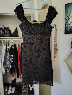 Black Floral Lace Mini Dress