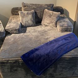 (RARELY USED) GREY 78’ OVERSIZED Chaise Lounge chair