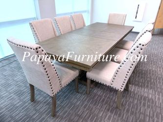 NEW 9 Piece Dining Table and Chair Set RH Restoration Hardware Jerome Ashley Style Conference Meeting Formal Kitchen Large BIG Discount Furniture SALE