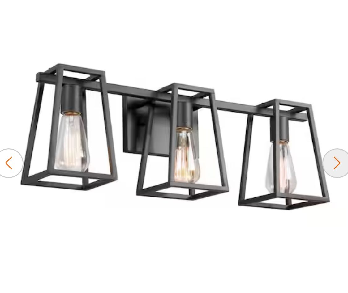 24 in. 3-Light Rustic Farmhouse Bathroom Vanity Light Black