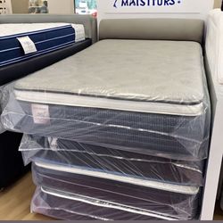 Full Size Mattress Pillow Top 14” Inches  Excellent Comfort Also Available: Twin, Queen And King New From Factory With Its Plastic Same Day Delivery 