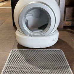 Automatic Self-Cleaning Cat Litter Box with Plastic Pad, Smart Cat Litter Box with APP Control, (White)  💰130