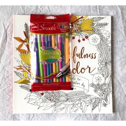 Adult Coloring Book and Colored Pens